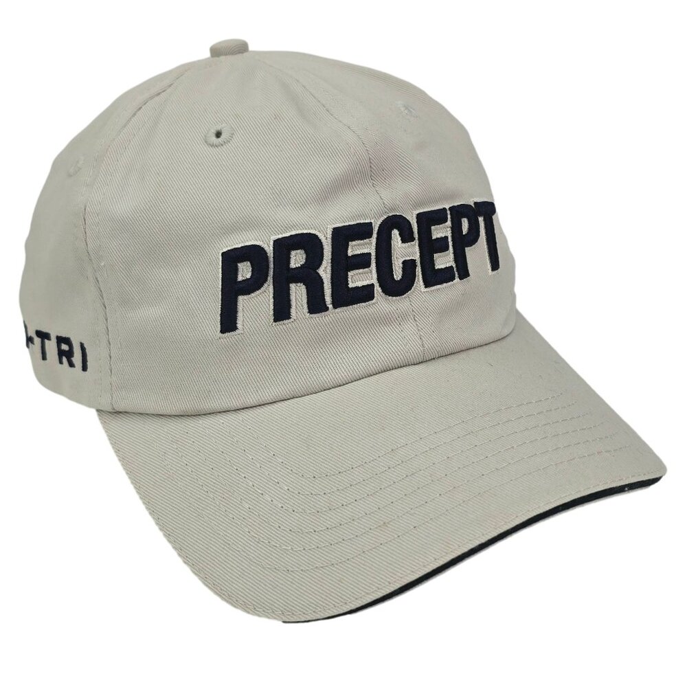 Precept U-Tri Golf Hat Cap - Adj Strap Unisex Adult‎ Embroidered Logo Beige OSFM
